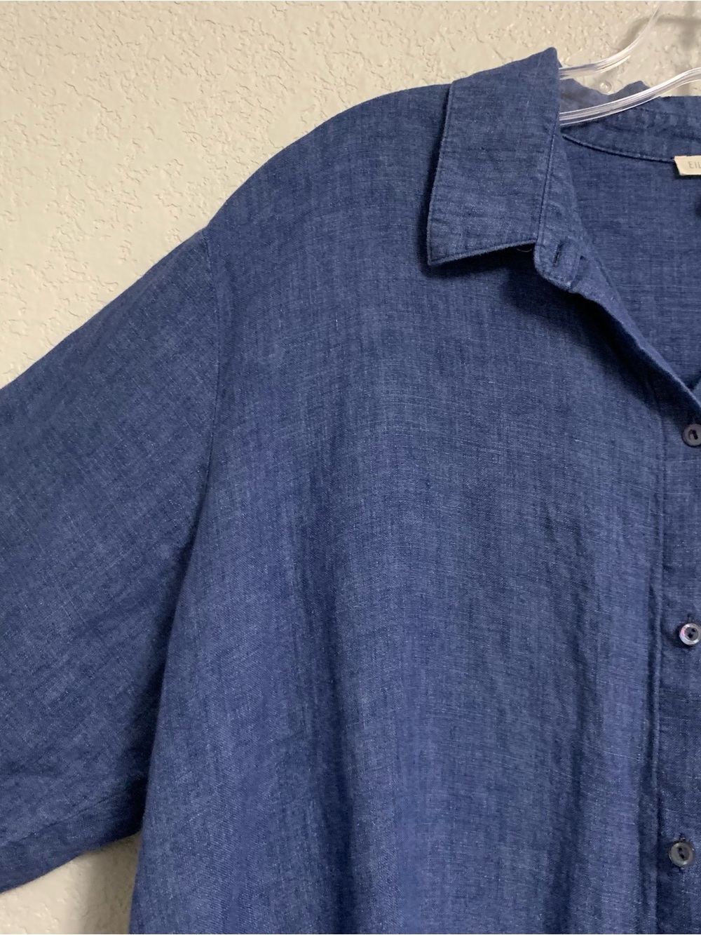 Eileen Fisher Linen Shirt Top Womens 1X Organic Linen Delave Classic Collar Blue - Picture 4 of 16
